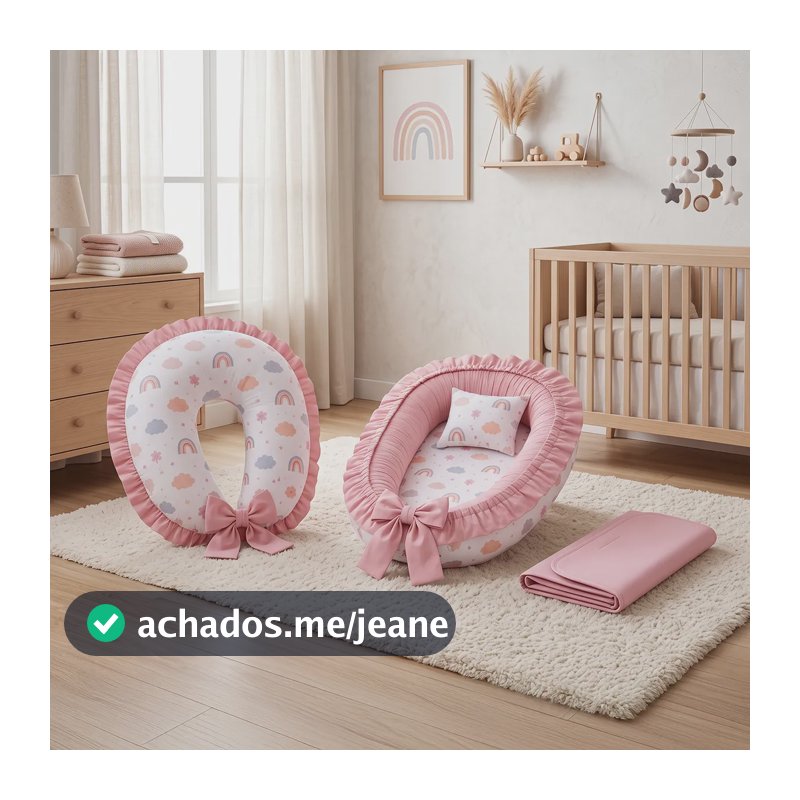 Kit Bebê Ninho Redutor Berço Almofada Amamentação Trocador Sonho De Arco-íris
