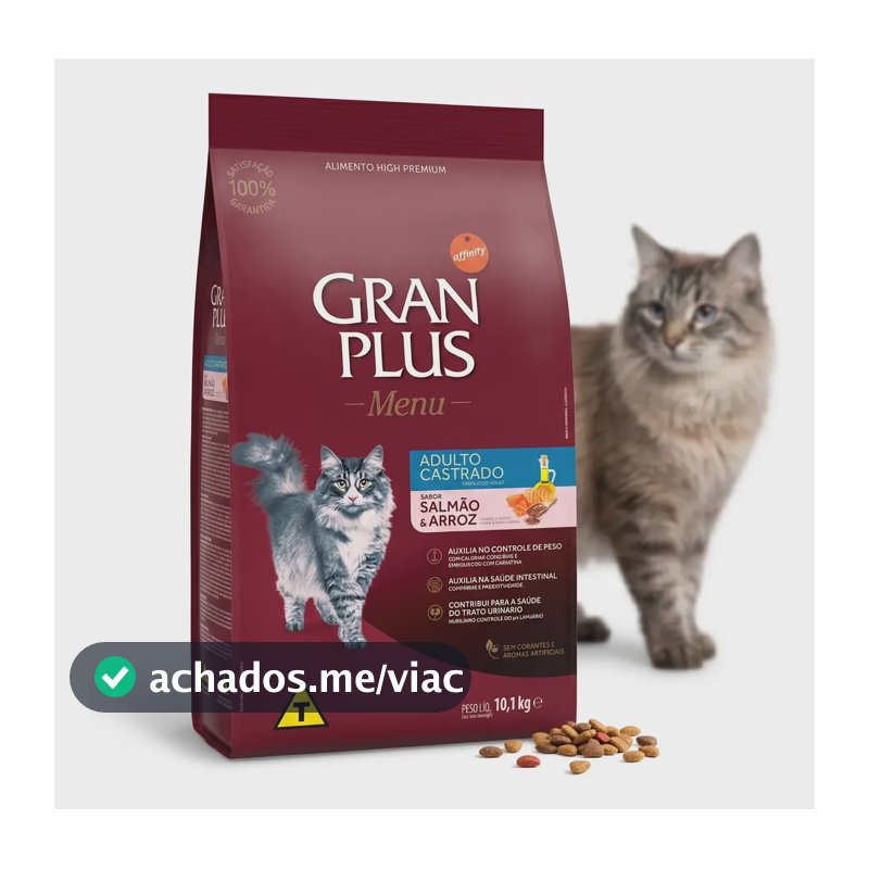 Ração Gran Plus Gatos Castrados Salmão 10,1kg Premium