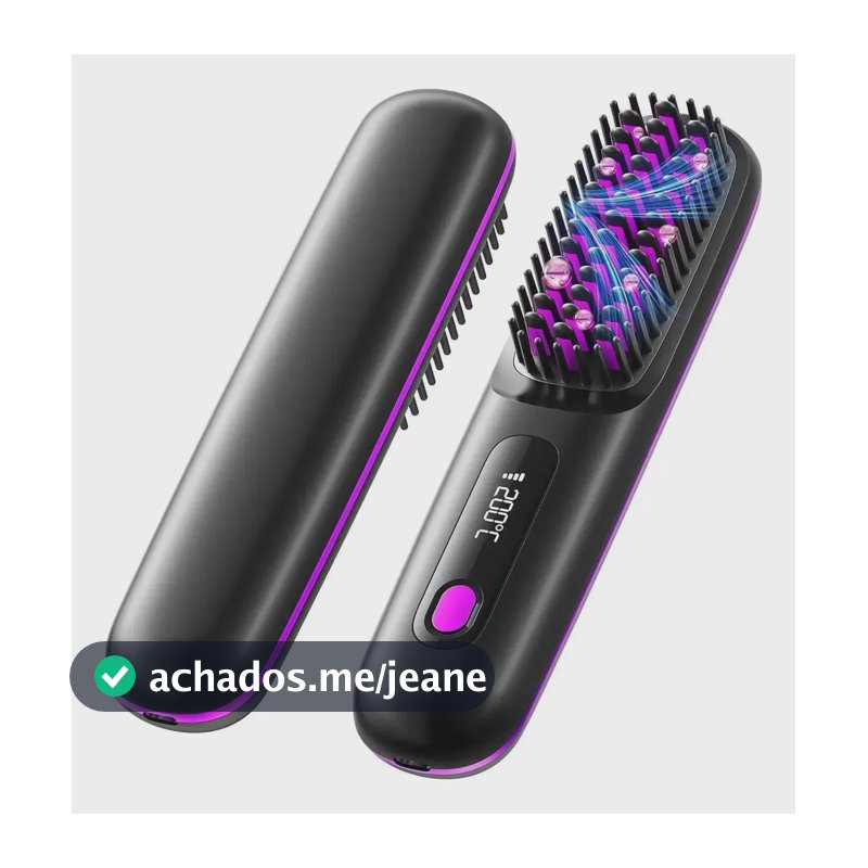 Escova Alisadora De Cabelo Sem Fio Recarregável Portátil Usb Preto 5v