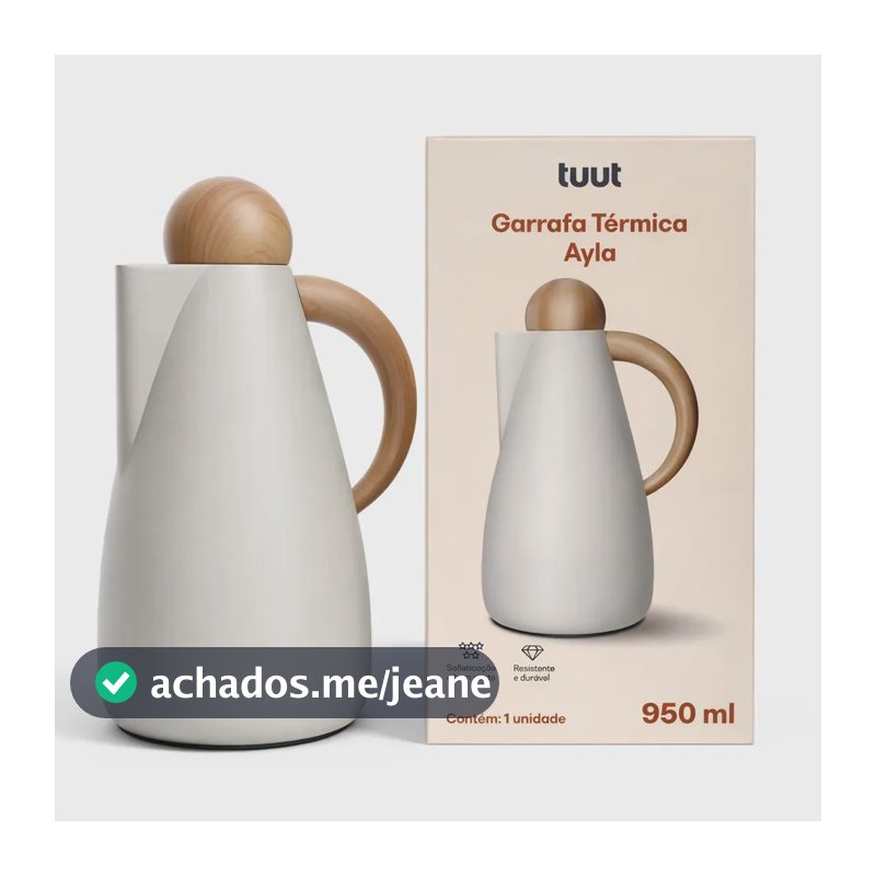 Garrafa Térmica De Café E Chá Ayla Branca Luxo 950ML Click - Tuut + Book