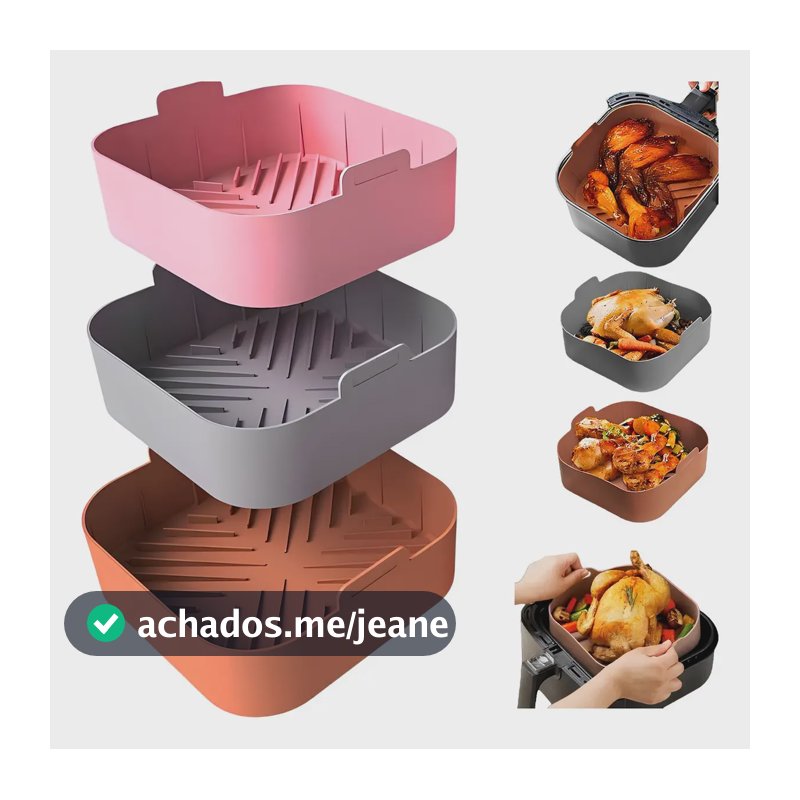 Kit 3 Forma De Silicone Air Fryer Antiaderente Microondas Boa Dica