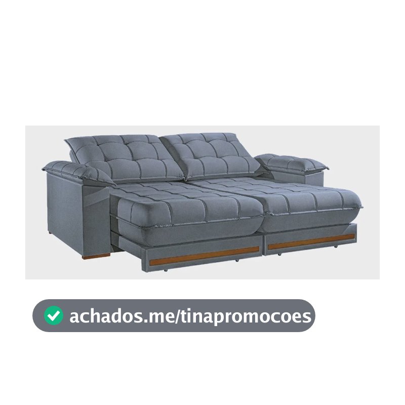 Sofá Retrátil E Reclinável 4 Lugares 2,50m Bahamas Cinza