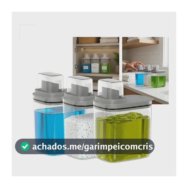 Kit 3 Dispenser Flow Lavanderia Sabão Amaciante 1,5l Etiquet Cinza-escuro
