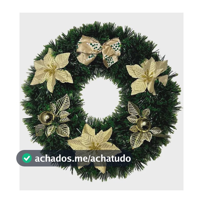 Guirlanda Natalina Luxo 38cm Vermelho/Dourado Fantasias Carol QF Artificial