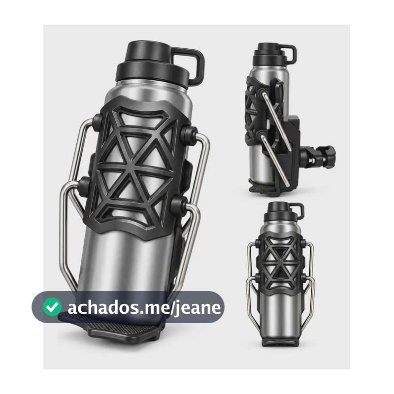 Suporte Porta Garrafa Bike Moto Ajustável 360 Guidão Preto Preto