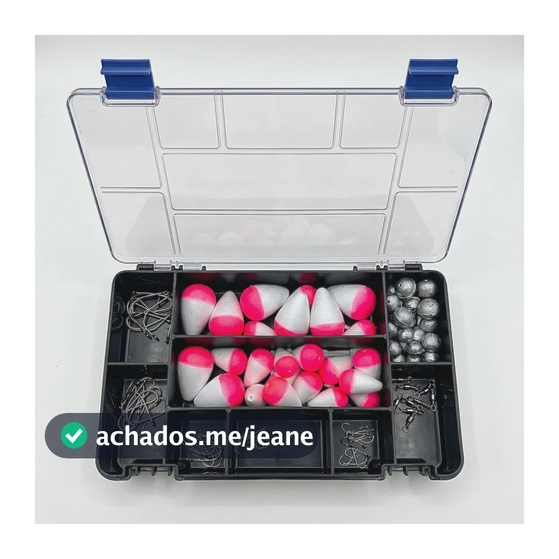 Kit Pesca Completo Anzol Chumbada Boia + Estojo Organizador