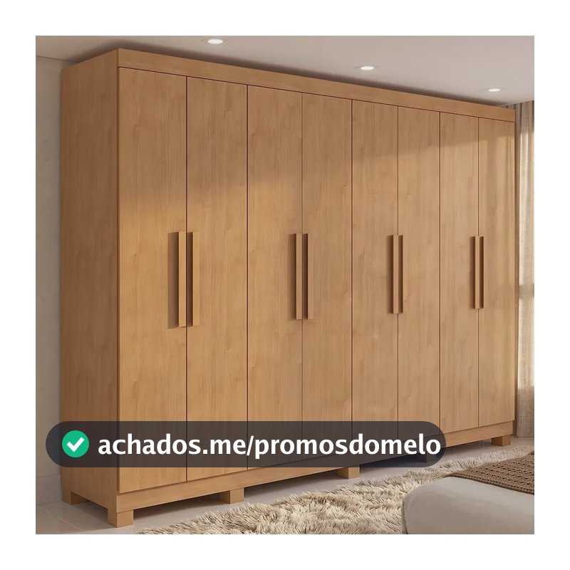 Guarda-roupa Casal Easy Slim 8 Pts Com Pés Amendoa Clean Amêndoa Clean