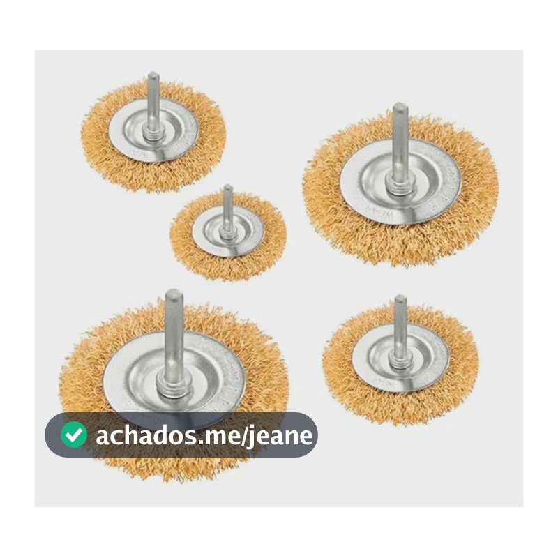 Jogo Escova De Aço Circular C/ Haste Kit 5 Peças Furadeira