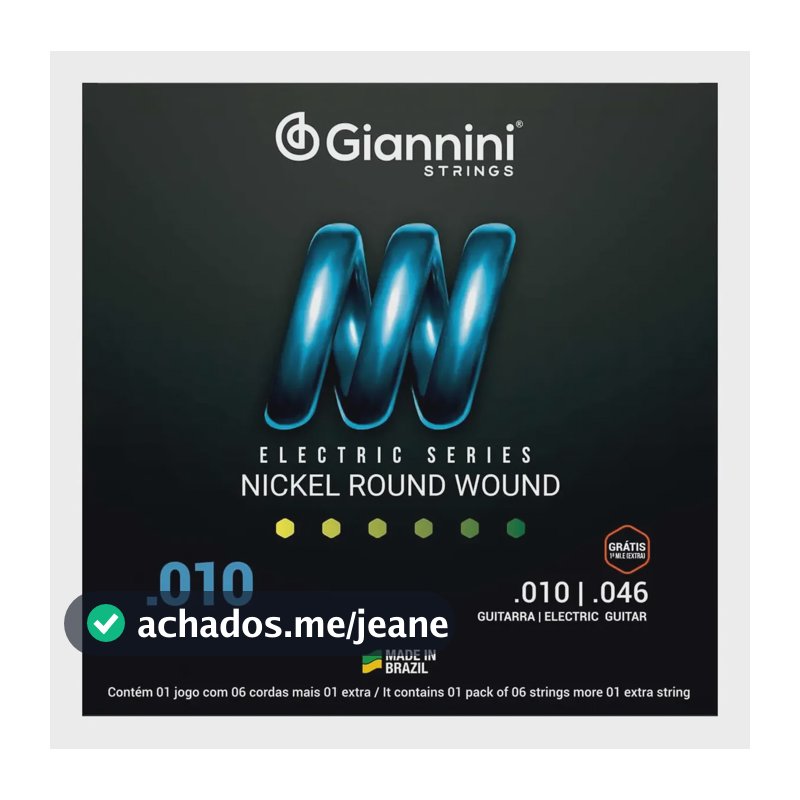Jogo De Cordas Giannini Guitarra 010 Geegst10 -- 1ºmi Extra