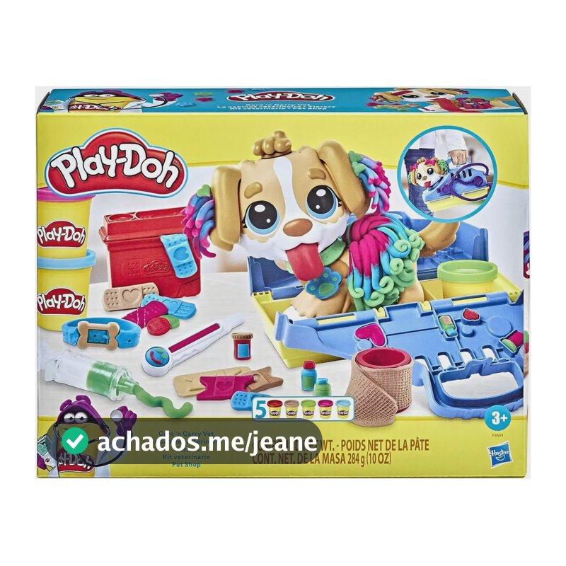 Massinha de Modelar Infantil Pet Shop Play-Doh - Conjunto de Brinquedo com Figura de Cachorro, Acessórios e 5 Potes - A partir de 3 Anos