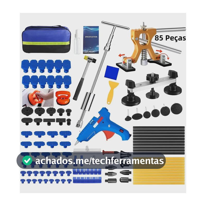 Kit Ferramentas 85 Peças Martelinho De Ouro Remover Amassado