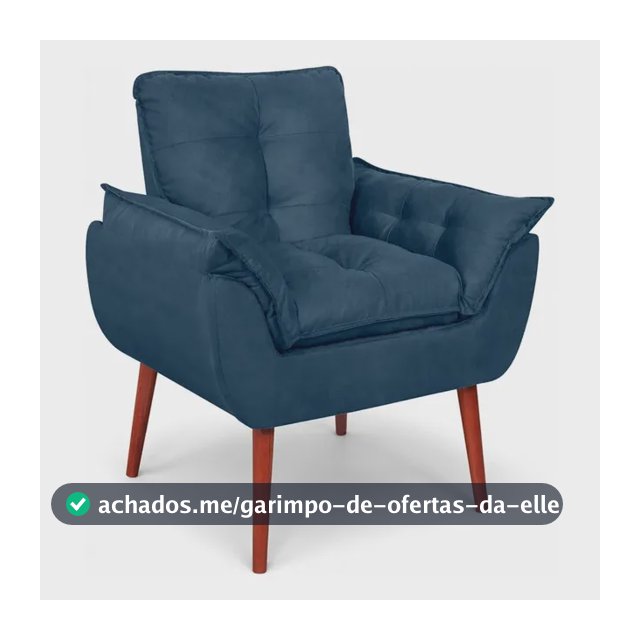 Poltrona Decorativa Para Sala Quarto Recepção Opala Azul-marinho