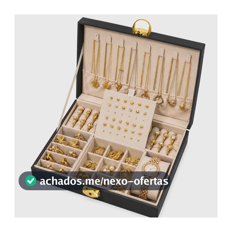 Porta Joias Organizador Com Compartimentos Eps-5001 Para Relógios E Acessórios Cor Preto