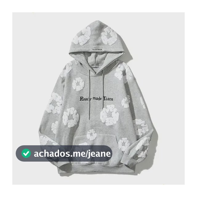 Moletom Com Capuz Jeans Tears Pronto Para Uso Masculino, Str M Gris