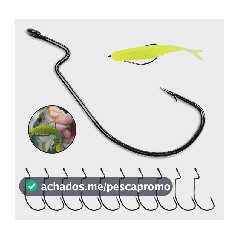 Anzol Offset Isca Artificial Ewg Pesca Traíra Soft Kit 10un 4/0