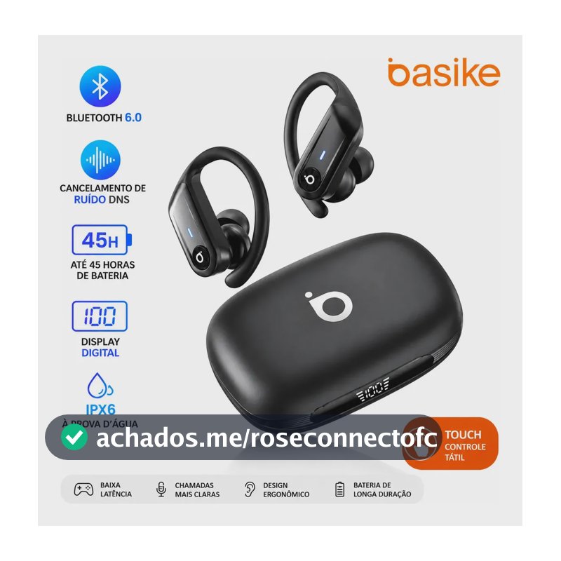 Fone De Ouvido Sem Fio TWS Bluetooth 6.0 Com Cancelamento De Ruído 45H Display Digital Baixa Latência IPX6 Esportivo Touch Para Celular Android iPhone
