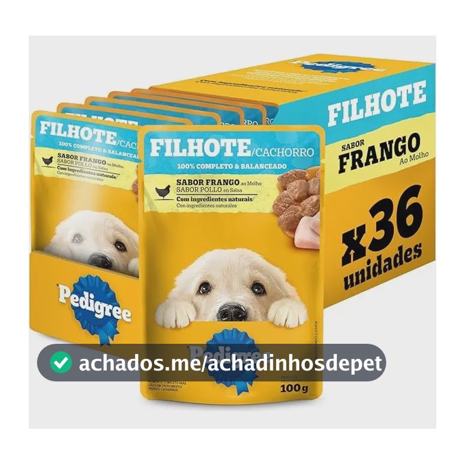 Pack Ração Úmida Pedigree Sachê Frango/ Molho 100g 36 Und