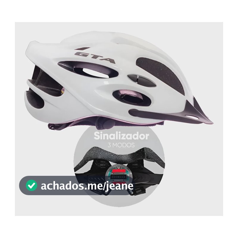 Capacete Gta Start Pisca Led Sinalizador Ciclismo Mtb Bike Branco G (58 À 62cm)