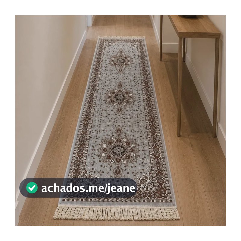 Passadeira Trilho Persa Belga Indiano 66x210cm Tabriz Cor Marrom-claro Desenho Do Tecido Clássico