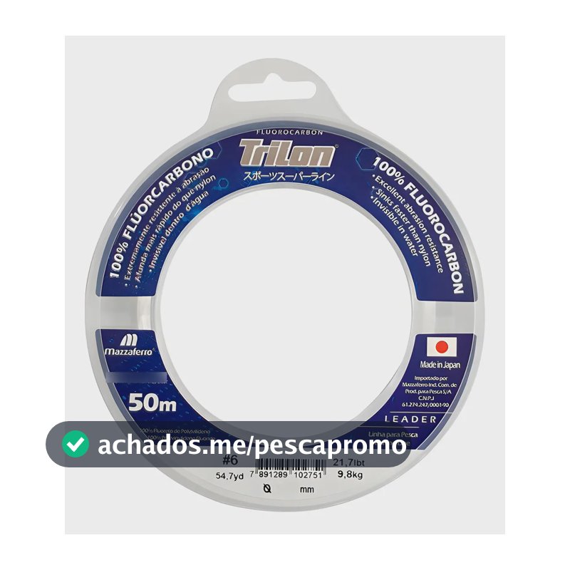Linha de Pesca Fluorcarbono 0.40mm 50m Transparente 14,0kg Mazzaferro