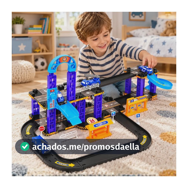 Pista De Carrinhos Policial Brinquedo Infantil Corrida Azul