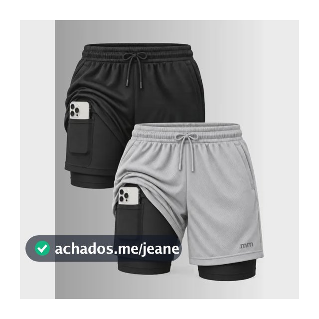 Kit 2 Bermudas 2 Em 1 Short Duplo Masculino Academia Treino
