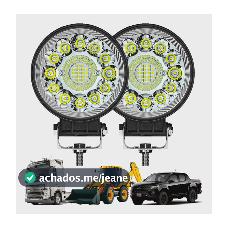 Kit 2 Farol De Milha 99w Redondo Carro Jeep Offroad 12v Transparente