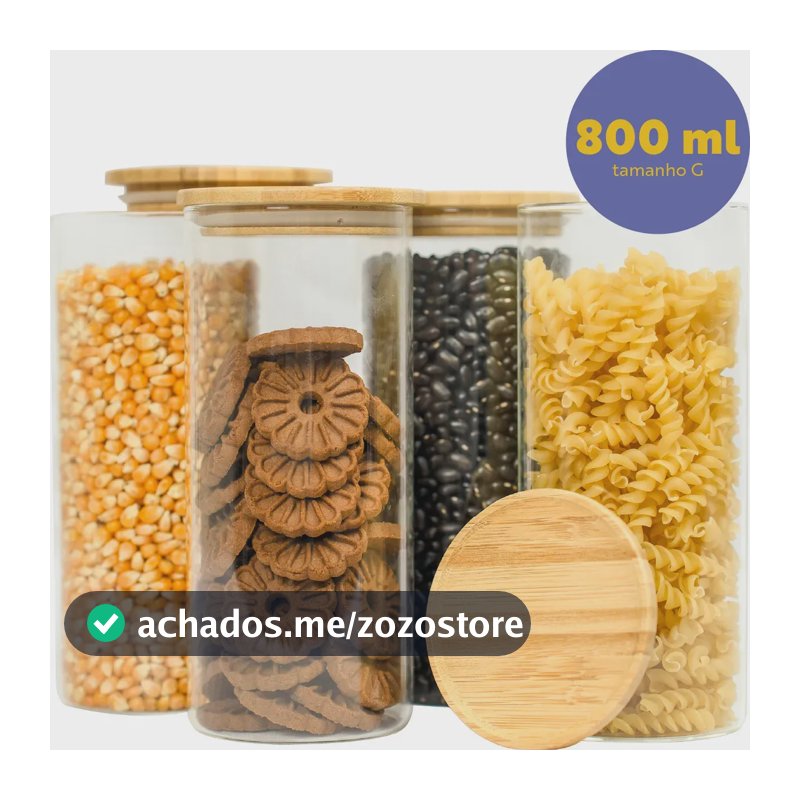 Kit 4 Pote Para Alimentos Seiri Transparente 800 Ml Cozinha Flat Transparente