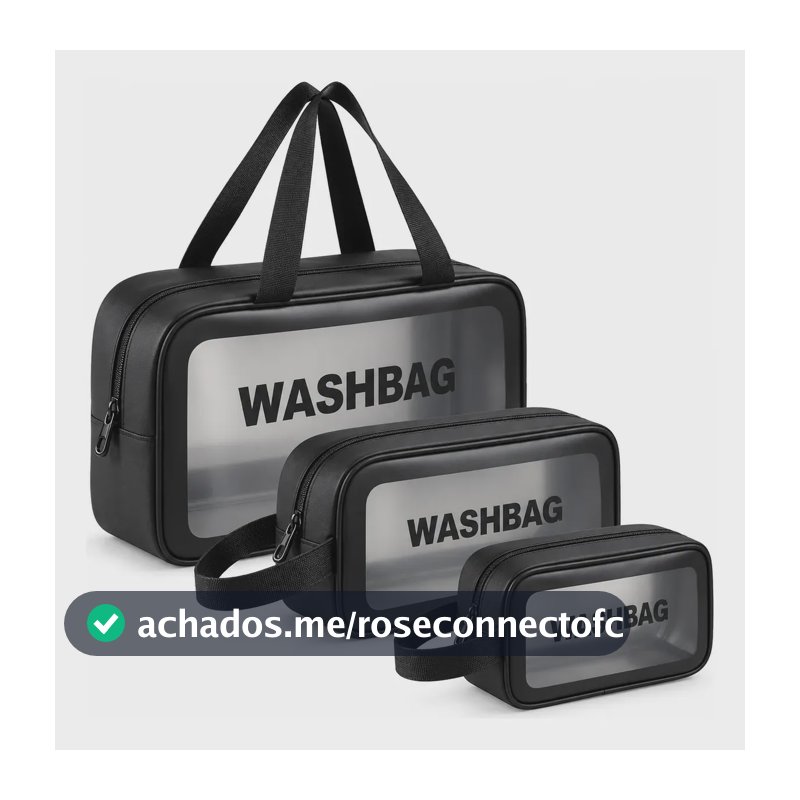 Kit Necessáire Washbag Feminina Maquiagem Cosméticos Viagem Cor Preto Desenho Do Tecido Lisa
