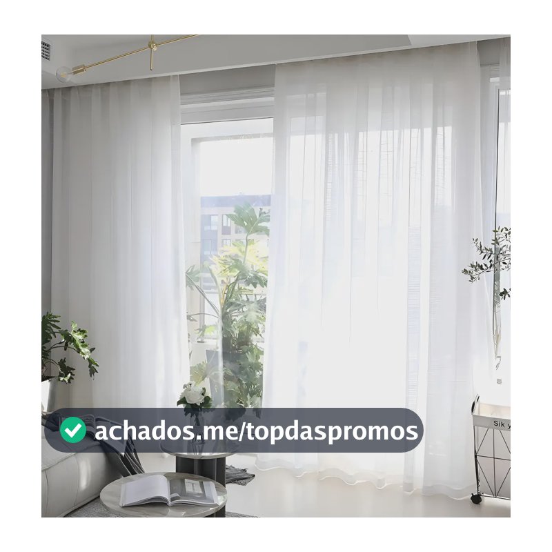 Cortina Linho Flame Gaze Trilho Suíço 4,00x2,80 Sanca Alta Cor Branco