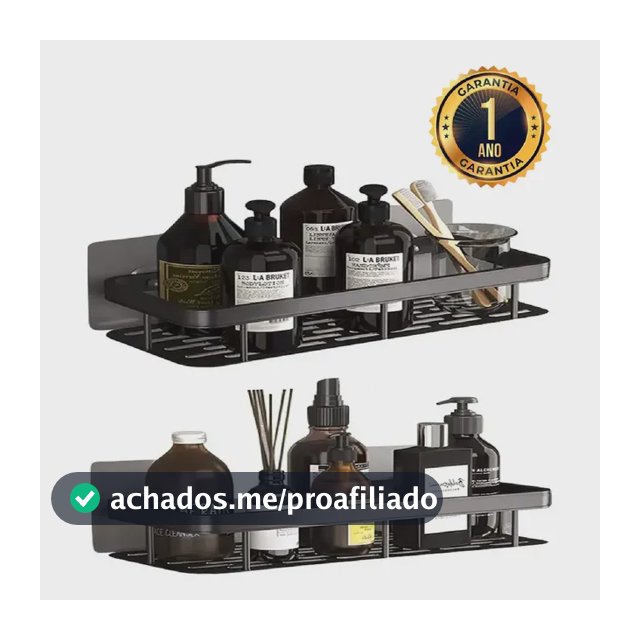 Kit 2 Suporte Porta Shampoo Sabonete Prateleira Banheiro Adesivo Parede Sem Furar Box Luxo Cor Preto Homeroarte