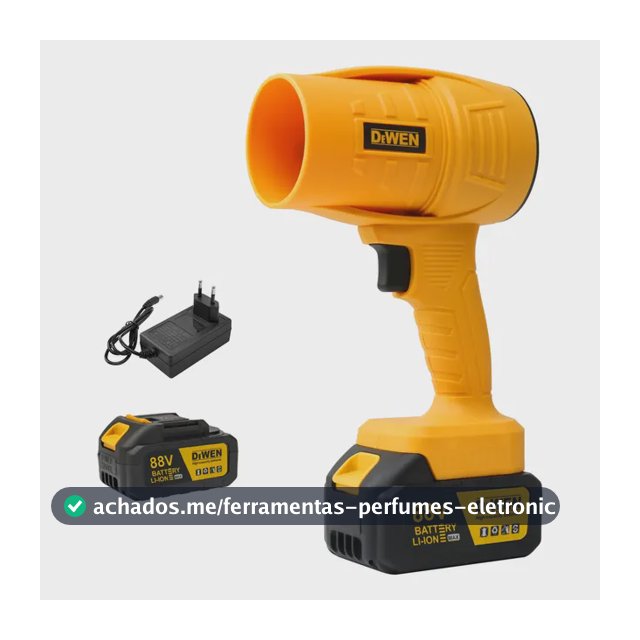 Soprador De Ar Turbo 88v Portátil Bateria Recarregável Amarelo 127/220v