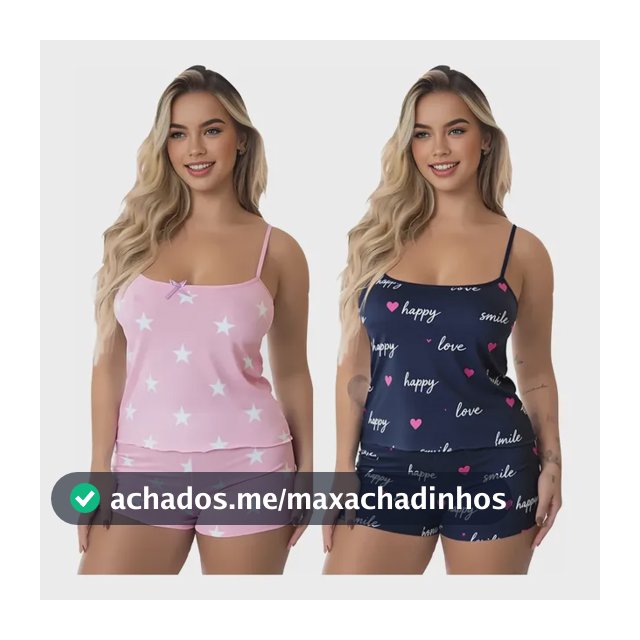 Kit 4 Peças (2 Conjuntos) Pijama Feminino Baby Doll Sortidos