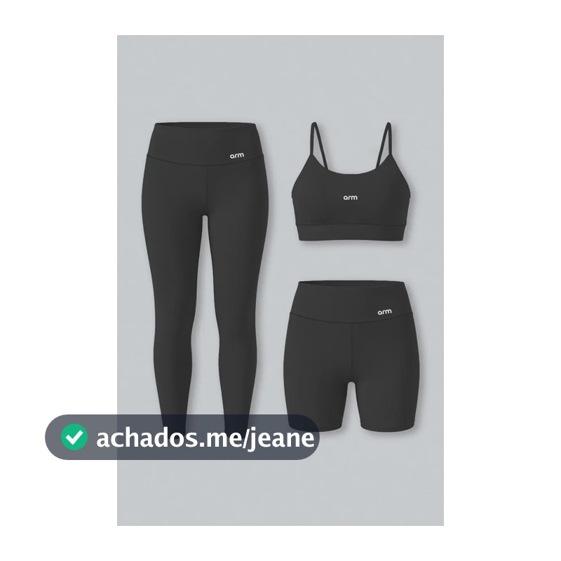Kit Fitness Feminino Arm 3 Peças Top Legging E Short Preto Lisa Legging E Short M/ Top M