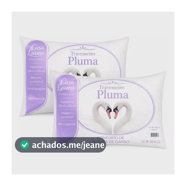 Kit 02 Travesseiro Antialérgico Pluma De Ganso 70cm X 50cm Cor Branco
