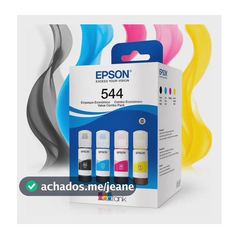 Kit 4 Tintas Epson T544 Ecotank L3250 L3150 L3110 L3210 Kit 4 Cores