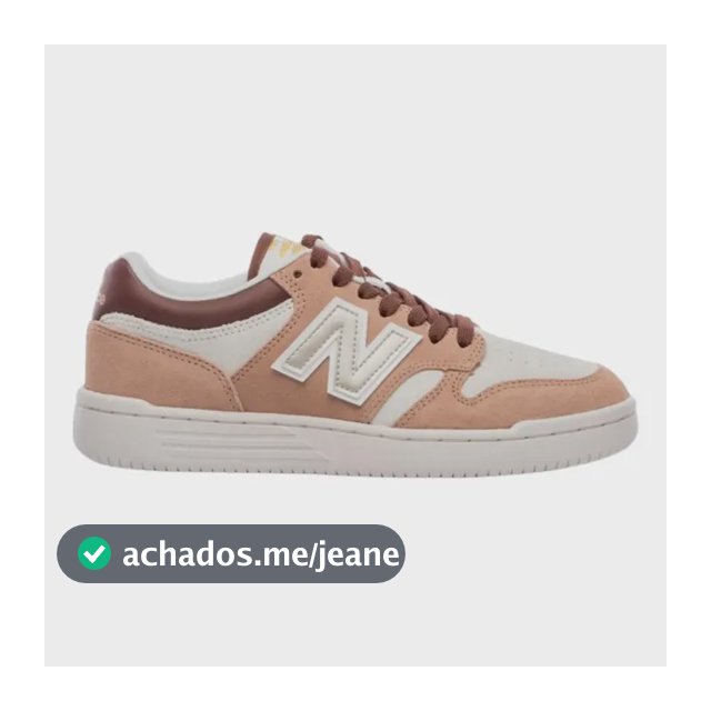 Tênis Masculino New Balance 480 Casual Confortável Original Bege Claro/gold Geométrico 39 Br
