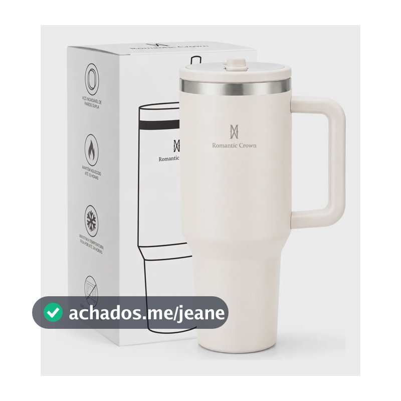 Copo Térmico 1.2l Inox Tampa Flip Canudo Alça Carro Academia Creme Cor Pura / Material Fosco
