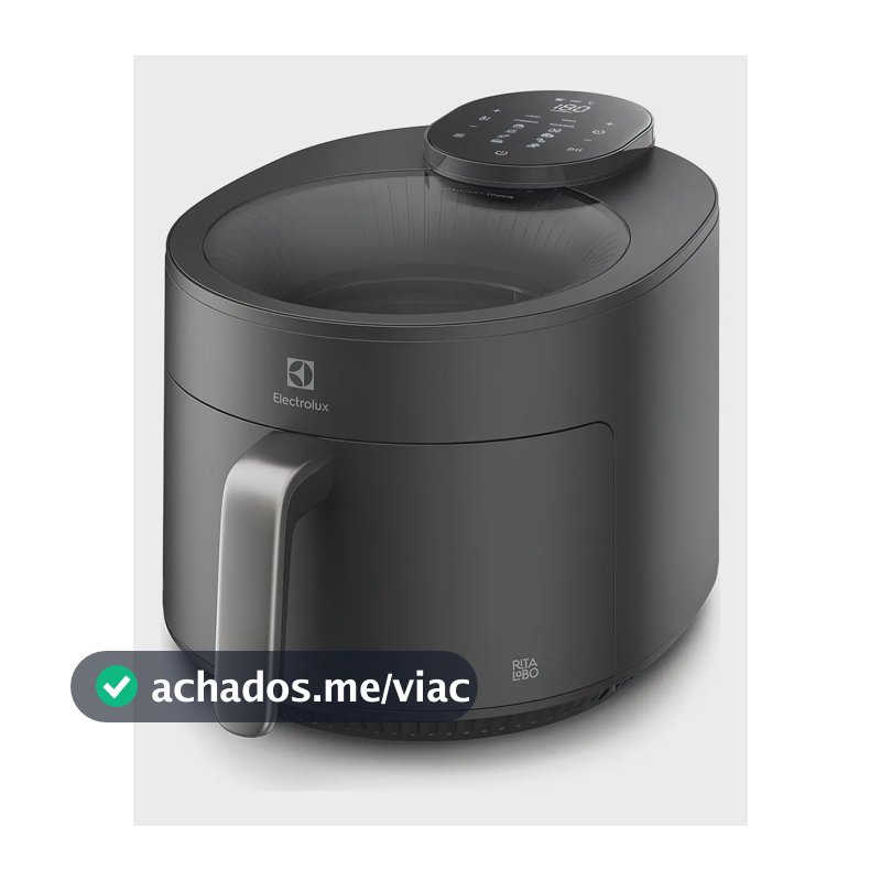 Fritadeira Air Fryer Elétrica sem Óleo com visor 360 Transparente 5.1L de Capacidade Painel Digital 1500W de Potência Electrolux EAF170 Cinza