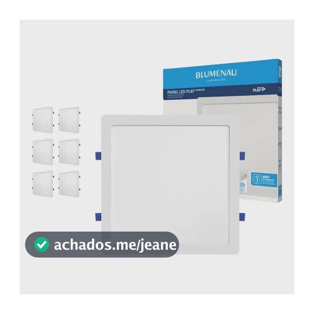 Kit 6 Painel Led Quadrado Embutir 24w Play 29,2x29,2
