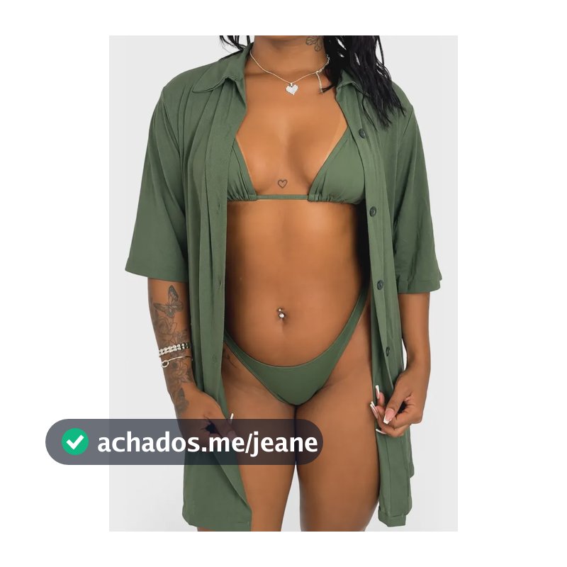 Saída De Praia Feminino Camisão Chemise Poliamida Dry Fit Verde Liso P