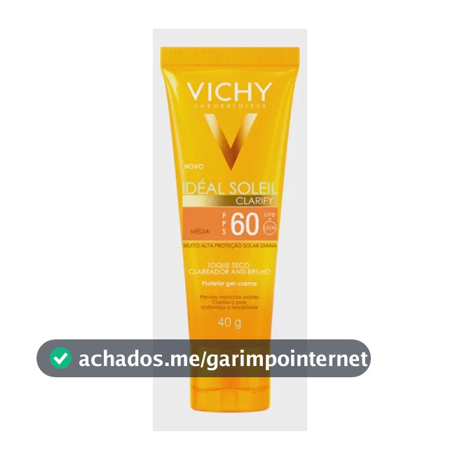 Protetor Solar Facial com Cor Média FPS60 Previne Manchas Clareia e Uniformiza a Pele Textura Toque Seco Anti-Brilho Capital Soleil Clarify Vichy 40g
