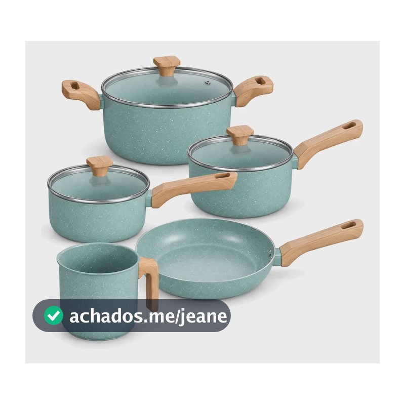 Conjunto Panelas 5 Peças Antiaderente Cerâmica Indução Verde Verde