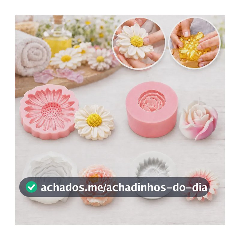 Kit Molde de Silicone de Flores 3D para Sabonete, Vela e Resina