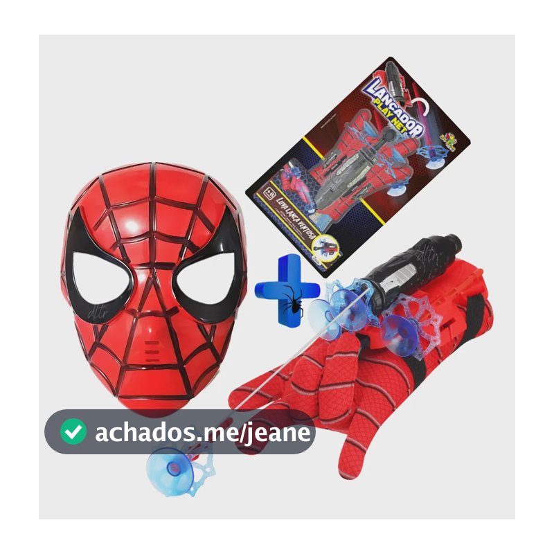 Mascara + Luva Infantil Homem Aranha Lança Teia Spider Man