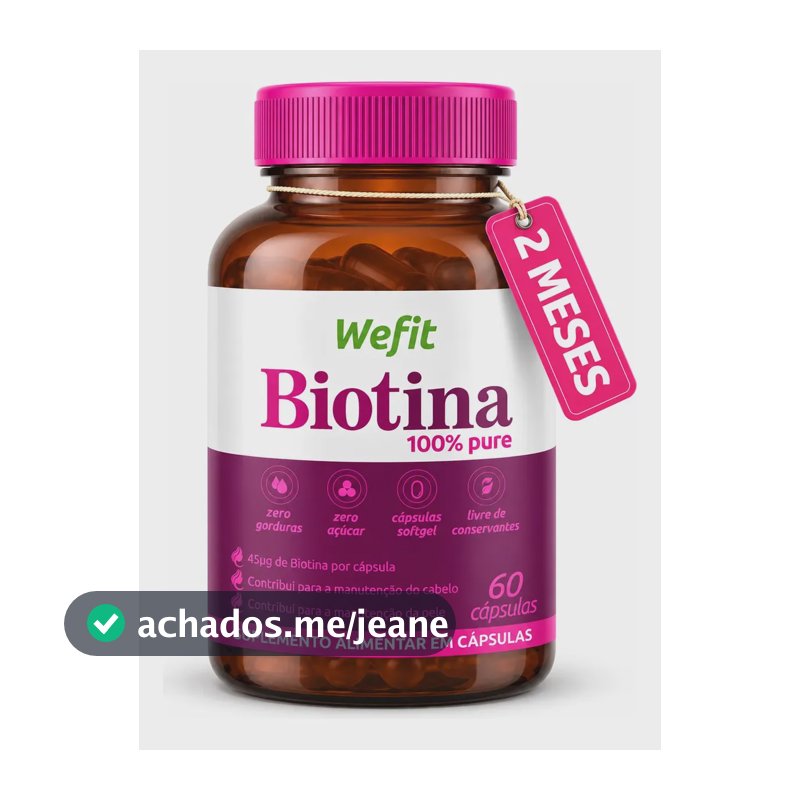 Biotina Cabelo Pele Unha 45mcg 60 Cápsulas Wefit 100% Pura
