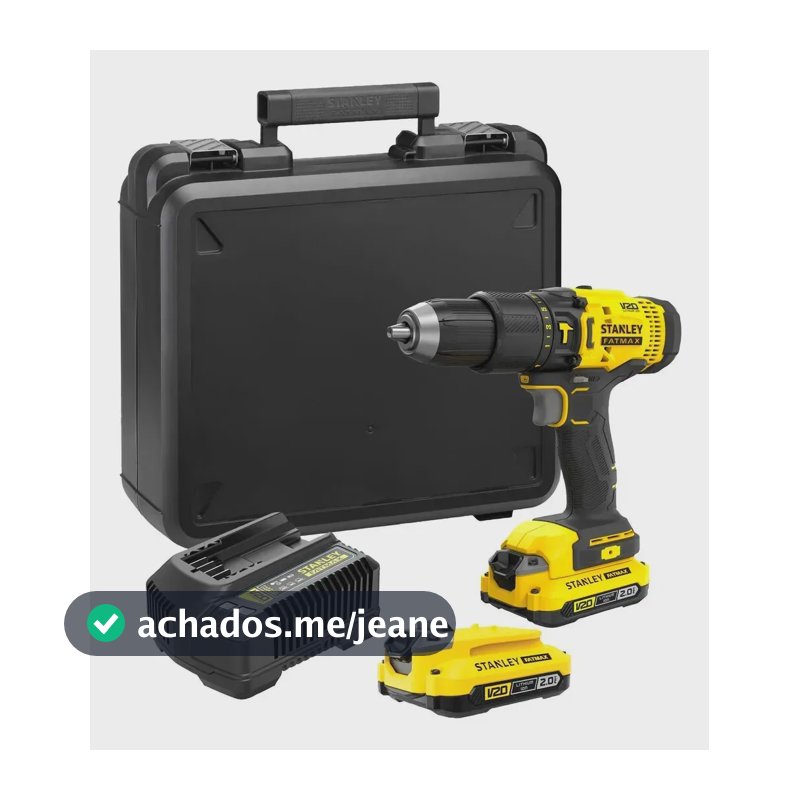 Parafusadeira Furadeira de Impacto Stanley 13mm 2 Baterias 2Ah 20V, Carregador e Maleta SCD711D2K-BR