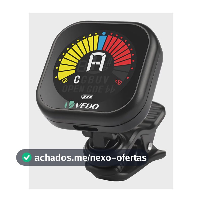 Vedo Afinador Clip Recarregável,display Lcd De Alta Precisão Preto