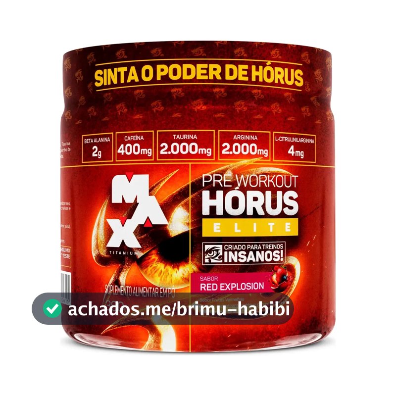 Hórus Elite 390g Pré Treino Max Titanium Pre Workout Frutas Vermelhas