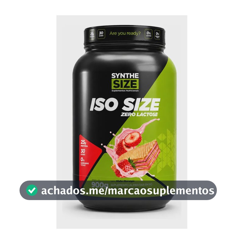 Iso Size Zero Lactose 900g Whey Isolado - Synthesize Sabor Wafer Morango